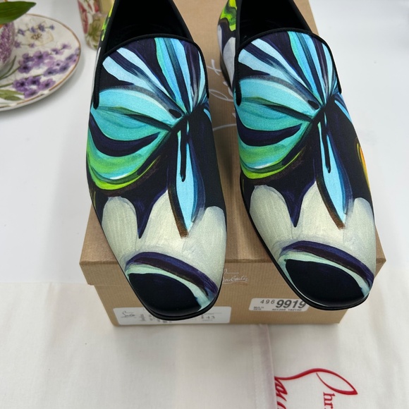Men’s Christian Louboutin, dandy, chick roses, satin loafers size 43 main image 8